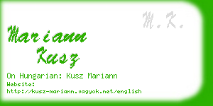 mariann kusz business card